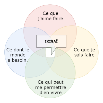 Rosace représentant les 4 parties de l'Ikigaï